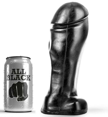 Dildo All Black con Testicoli e Longa Asta - Giocattolo Avanzato in PVC